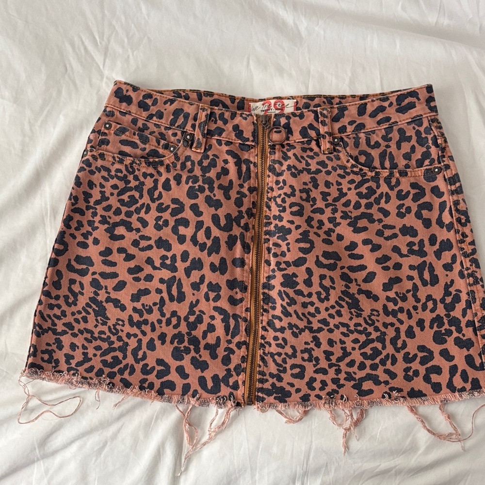 Free People Animal Print Mini Skirt